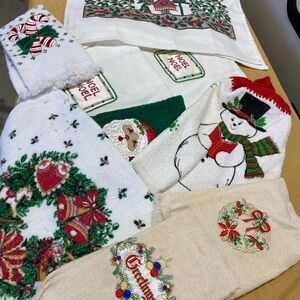 Vintage lot of nine finger towels, and kitchen towels